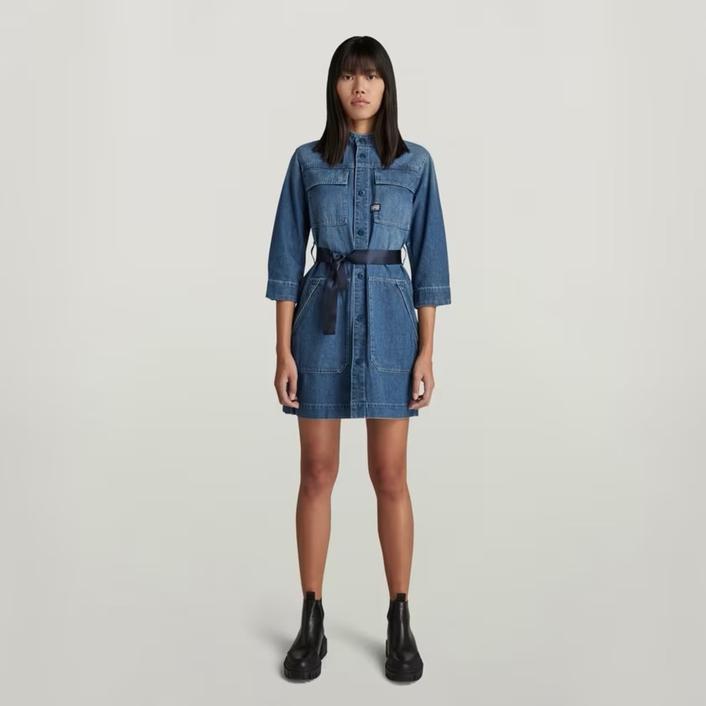 G-Star Raw Blue Denim Shirt Dress